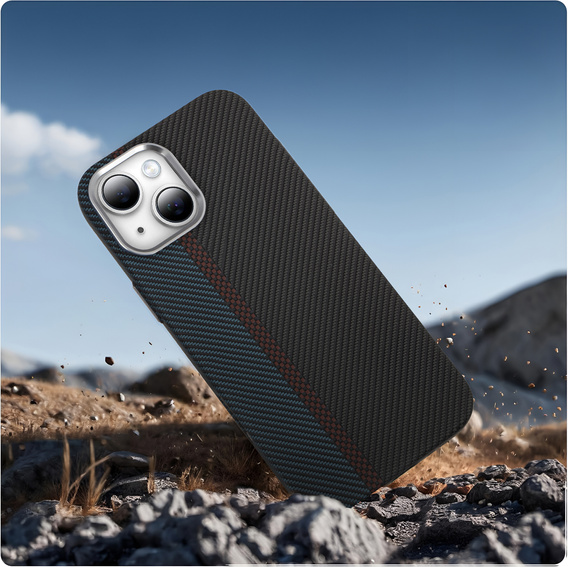 Etui do iPhone 14, Carbon Fiber MagSafe, czarne / niebieskie