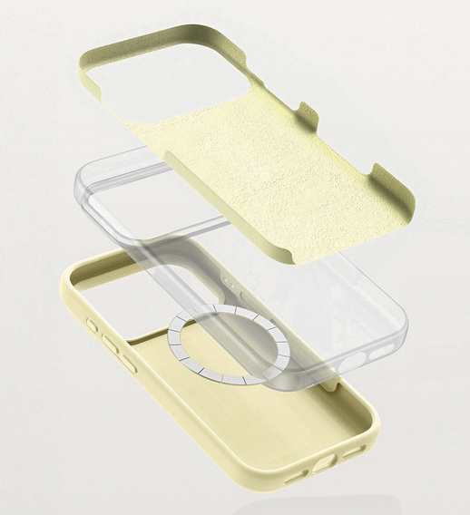 Etui silikonowe do iPhone 17 Pro Max - kompatybilne z MagSafe, antywstrząsowe, żółte