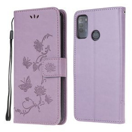 Etui z klapką do Motorola Moto G50, Butterfly, fioletowe