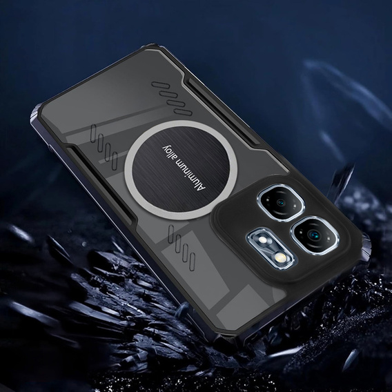 Etui do Infinix Hot 50i 4G, z blaszką magnetyczne, przezroczyste / czarne