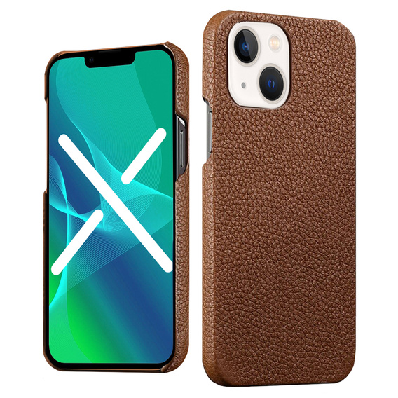 Skórzane etui do iPhone 13, Leather Grain, Brown