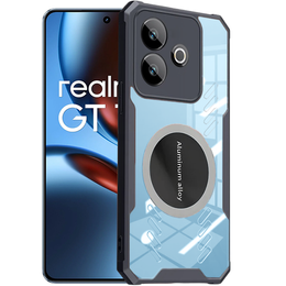 Etui do Realme GT 7 / 7T, z blaszką magnetyczne, przezroczyste / czarne