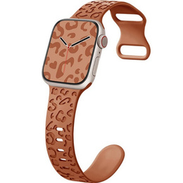 Pasek Silikonowy do Apple Watch 1/2/3/4/5/6/7/8/9/10/11/SE 38/40/41/42mm, Leopard, Brązowy
