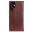 Skórzane Etui do Samsung Galaxy S24 Ultra, Wallet Litchi Leather, brązowe