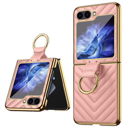 Etui do Samsung Galaxy Z Flip7 FE / Z Flip6, Leather Ring, różowe