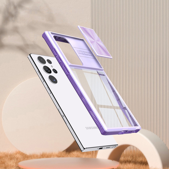 Etui do Samsung Galaxy S22 Ultra, Slide Camera, fioletowe