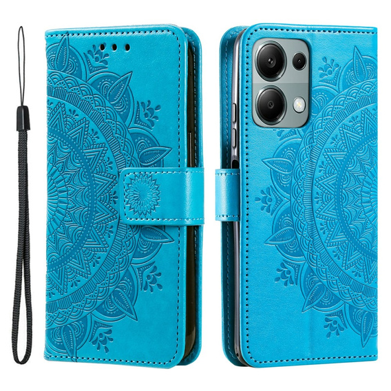 Etui z klapką do Xiaomi Redmi Note 13 Pro 4G / Redmi Note 14S / Poco M6 Pro 4G, Mandala Flower, niebieskie