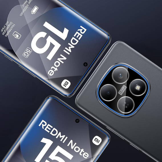 2x Szkło hartowane na aparat ERBORD do Xiaomi Redmi Note 15 5G / Poco M8 5G, Czarne