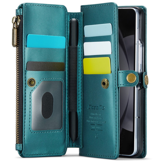 Etui CASEME do Samsung Galaxy Z Fold6 5G, RFID Leather Wallet, z paskiem na ramię, zielone