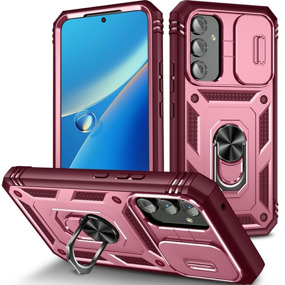 Etui pancerne do Samsung Galaxy A54 5G, CamShield Slide, różowe / bordowe