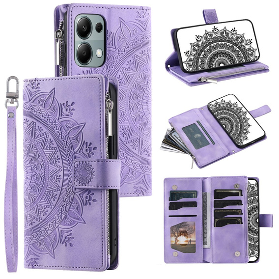 Etui z klapką do Xiaomi Redmi Note 13 Pro 4G / Xiaomi Redmi Note 14S / Xiaomi Poco M6 Pro 4G, Mandala, fioletowe