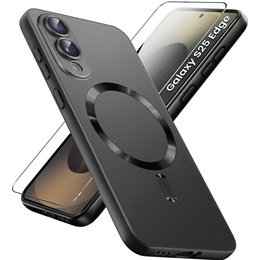 Etui do Samsung Galaxy S25 Edge, ColorMag, do MagSafe, czarne + Szkło hartowane 9H
