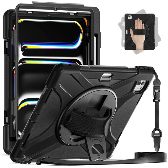 Etui do iPad Pro 13" 2024 (7 gen.), Pancerne obrotowe 360, Czarne