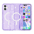 Etui do iPhone 17, do MagSafe, brokatowe, półprzezroczyste fioletowe
