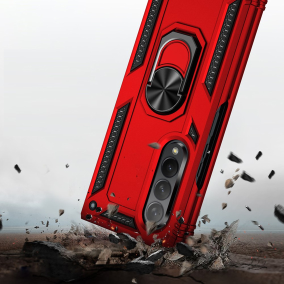 Etui pancerne do Samsung Galaxy Z Fold3 5G, Nox Case Ring, czerwone