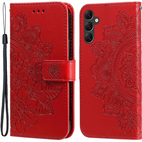 Etui z klapką do Samsung Galaxy A14 4G/5G, Mandala, czerwone