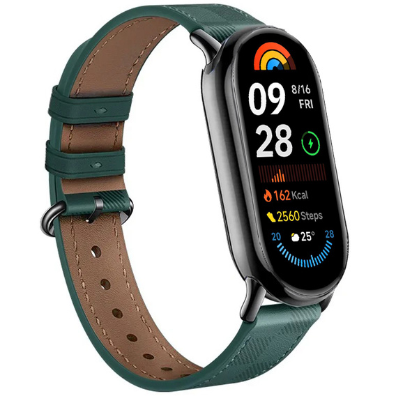 Pasek Skórzany do Xiaomi Smart Band 10 / 9 / 8, Zielony