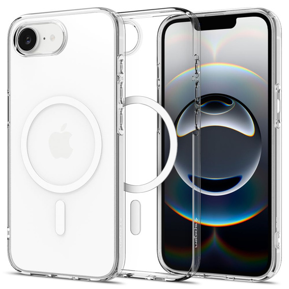 Etui Spigen do iPhone 16E, Liquid Crystal, przezroczyste + Szkło Hartowane 9H