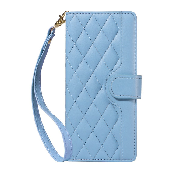 Etui z klapką do Xiaomi Redmi Note 14 Pro 5G / Xiaomi Redmi Note 14 Pro+ 5G / Xiaomi Poco X7 5G, Rhombus Crossbody Leather, niebieskie