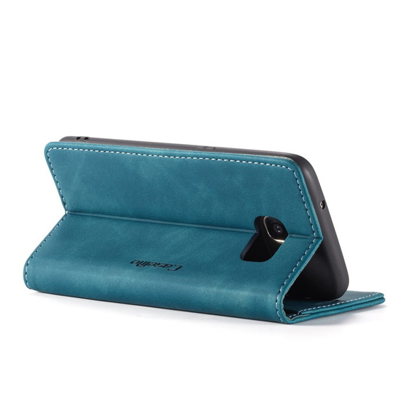 Etui CASEME do Samsung Galaxy S7 Edge, Leather Wallet Case, niebieskie