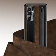 Etui skórzane do Samsung Galaxy Z Fold7 5G, z podstawką, szkłem i rysikiem, brązowe