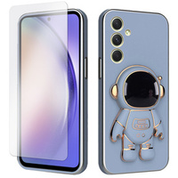 Zestaw Etui Electro do Samsung Galaxy A54 5G, Astronauta, Niebieskie + szkło