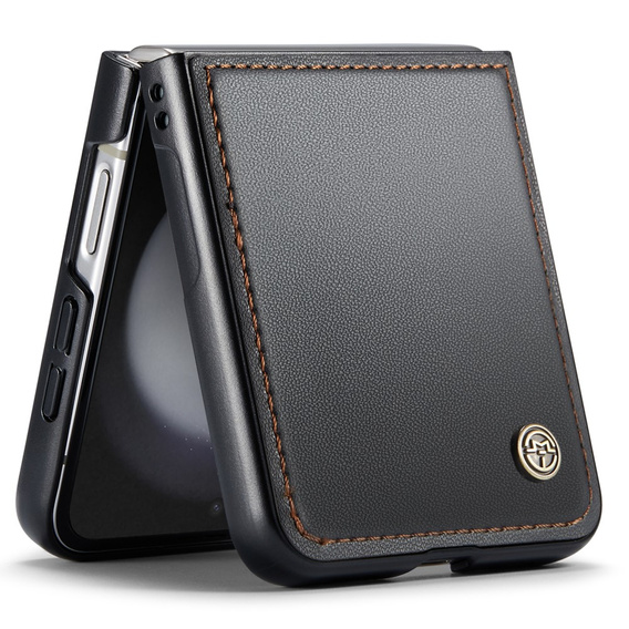Etui do Samsung Galaxy Z Flip7 FE / Z Flip6, CASEME Litchi Leather, czarne
