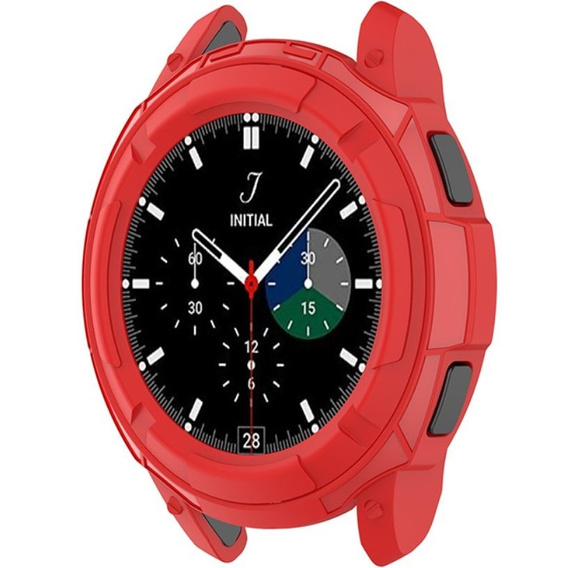 Etui z nakładką bezel ring do Samsung Galaxy Watch4 Classic 46mm, Czerwone