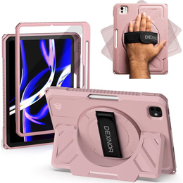 Etui Dexnor 360° do iPad Pro 11 2024 (5 gen.), z paskiem i miejscem na rysik - różowe