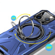 Etui do iPhone 16 Pro, pancerne z podstawką i blaszką do uchwytu, niebieskie