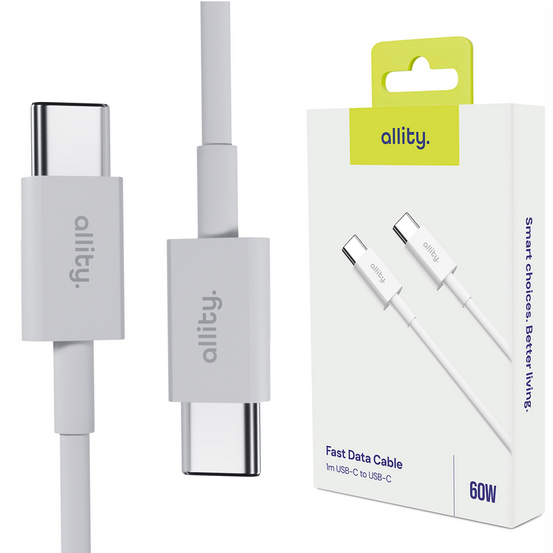 Allity AUC-03 USB-C – USB-C 1.0 m 60W, szybkie ładowanie - biały 
