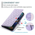 Etui z klapką do Samsung Galaxy S25 FE, Rhombus Crossbody Leather, fioletowe