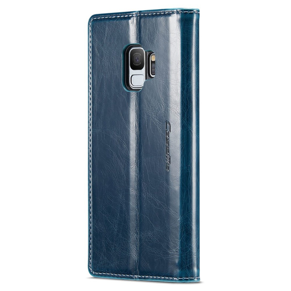 Etui z klapką CASEME do Samsung Galaxy S9, Waxy Textured, niebieskie