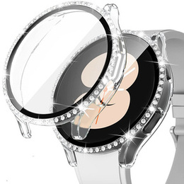 2w1 Etui + Szkło Hartowane do Samsung Galaxy Watch 6 44mm, Przezroczyste, Bezbrawne