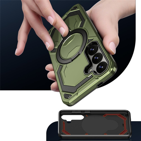 Etui magnetyczne do Samsung Galaxy A57 5G z podstawką, zielone