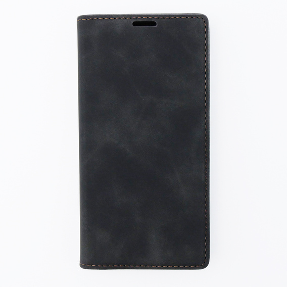 Etui do iPhone 15, ERBORD Vintage portfel z klapką, czarne