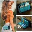 Etui CASEME do iPhone 16e RFID Leather Wallet, RFID Leather Wallet, z paskiem na ramię, zielone