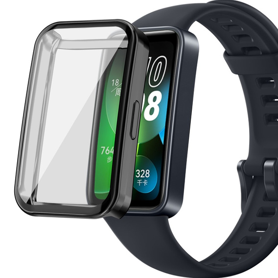 2w1 Etui z Osłoną Silikonową do Huawei Band 8 / Huawei Band 9 / Huawei Band 10, Czarne