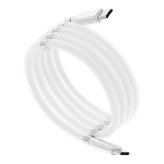 Magnetyczny kabel USB Type-C do Type-C 60W, 3A, 100cm, White