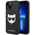 Etui Karl Lagerfeld do iPhone 14 Plus, Saffiano Choupette Head Patch, czarne