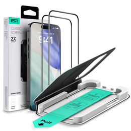Szkło Hartowane ESR UltraFit do iPhone 17 Pro, z ramką do montażu, czarne (2 sztuki)