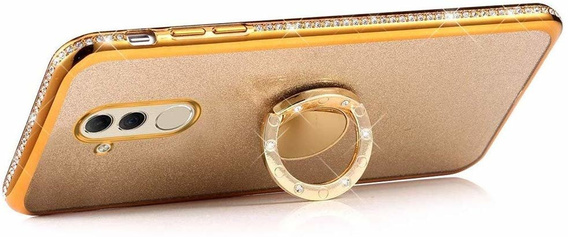 Etui do Huawei Mate 20 Lite, Obudowa Bling Case brokatowe, Złote