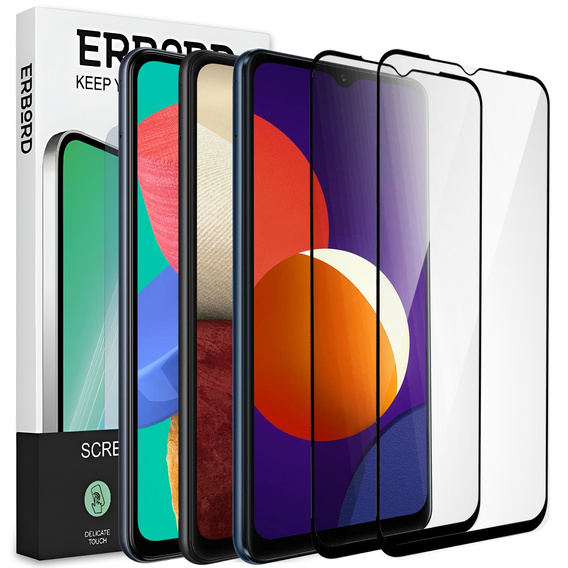 2x Szkło Hartowane do Samsung Galaxy M33/M12/A32/A12 5G, ERBORD 3D pełne, szybka na cały ekran