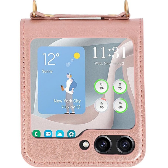 Etui Leather Card Slots do Samsung Galaxy Z Flip 5 5G, różowe