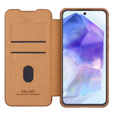 Etui z klapką NILLKIN do Samsung Galaxy A56 5G, CamShield Qin Pro, skórzane, brązowe