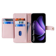Etui z klapką do Oppo Reno 13 Pro, Wallet Zipper Pocket, różowe