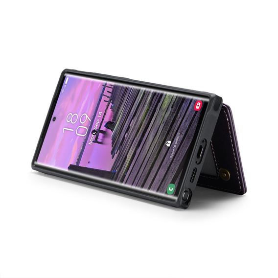 Etui z klapką CASEME do Samsung Galaxy S25 Ultra, Litchi Wallet, fioletowe