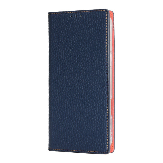 Etui z klapką do iPhone 17 Pro, Litchi Skin Grain, granatowe