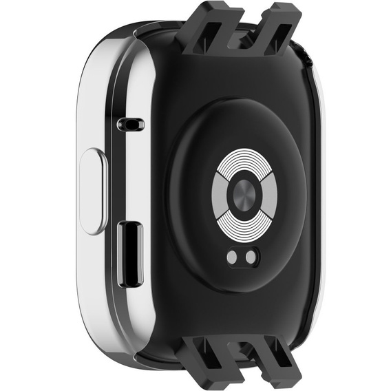 2w1 Etui Silikonowe z Osłoną na Ekran do Xiaomi Redmi Watch 3, Srebrne