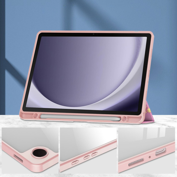 Stylowe etui do Samsung Galaxy Tab A9+ – Smartcase Hybrid Marble różowe